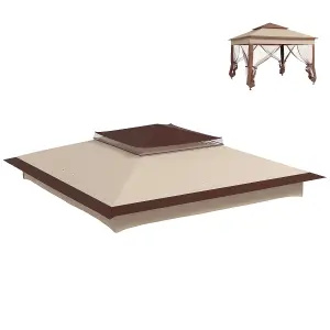 Outsunny 3.25mx3.25m 2-Tier Gazebo Cover Replacement, 30+ UV Protection, Beige