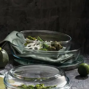 URBNLIVING 2360ml Glass Oval Tray Dessert Serving Bowl