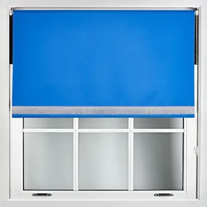 Furnished Diamante Edge Blackout Roller Blinds Made to Measure - Blue (W)180cm x (L)210cm