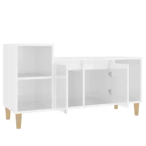 vidaXL TV Cabinet High Gloss White 100x35x55 cm Engineered Wood