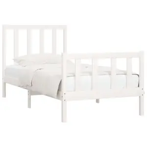 Berkfield Bed Frame White Solid Wood 100x200 cm