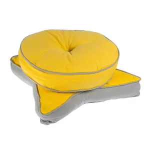 Homescapes Yellow and Grey Round Floor Cushion