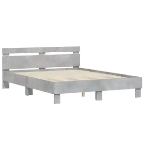 Berkfield Bed Frame with LED without Mattress Concrete Grey 140x190 cm