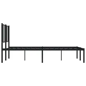 Berkfield Metal Bed Frame with Headboard Black 140x190 cm