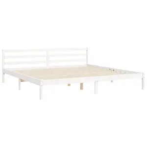 Berkfield Bed Frame with Headboard White 200x200 cm Solid Wood