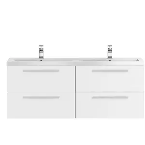 Lehman 1400mm Wall Mount Vanity Unit White Gloss