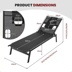 Costway Patio Tanning Lounge Chair Outdoor 5-Position Reclining Chair w/ Face Hole