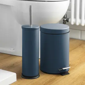 Harbour Housewares - Round Bathroom Pedal Bin - 3 Litre Blue