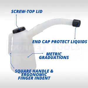 1 Litre Measuring Jug + Cap Vehicle Flexible Spout Imperial Metric Measure