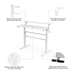 Costway 2-Tier Standing Computer Desk Sit to Stand Workstation Ergonomic Computer Table White