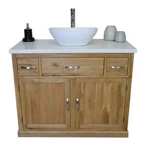 Nya 1000mm Single Bathroom Vanity with Vessel Ceramic Basin White