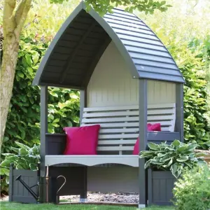 Cottage Arbour Painted in Charcoal & Stone