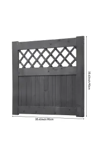 Rhombus Pattern Garden Gate with Latch, Heavy Duty Grey Coated Fence Gate 90cm x 90cm