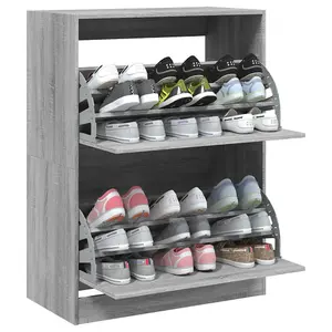 Berkfield Shoe Cabinet with 2 Flip-Drawers Grey Sonoma 80x42x108 cm