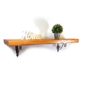 Wooden Shelf with Bracket WOZ 190x140mm Silver 225mm Light Oak Length of 210cm