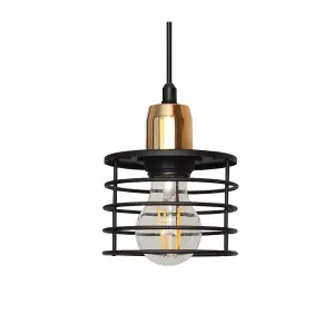 Luminosa Edison Slim Pendant Ceiling Light Black, Copper 12cm