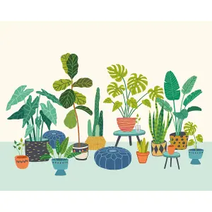 Origin Murals Houseplant Pots Blue Matt Smooth Paste the Wall Mural 300cm Wide X 240cm High