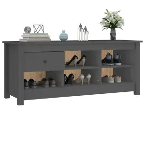 Berkfield Shoe Cabinet Grey 110x38x45.5 cm Solid Wood Pine