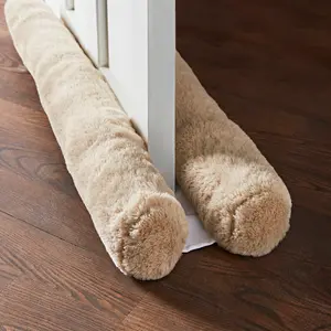 Faux Fur Door Draught Excluder Natural