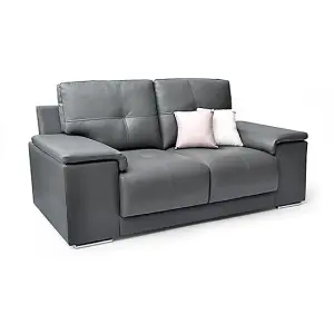 Kensington Faux Leather 2 Seater Sofa In Dark Grey