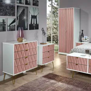 Ready assembled Pink & white 3 Drawer Chest of drawers (H)740mm (W)765mm (D)395mm