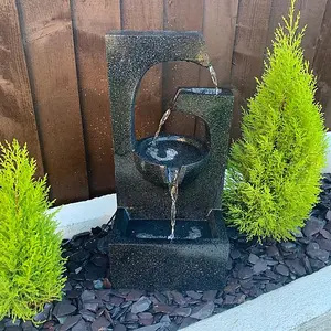 Compact Ebony Contemporary Solar Water Feature