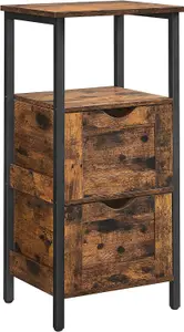 VASAGLE Bathroom Floor Cabinet, Bathroom Storage Cabinet, Slim Bathroom Storage Cabinet with 2 Drawers, Rustic Brown & Black