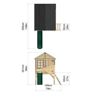 Rebo 5FT x 5FT Childrens Wooden Garden Playhouse on Deck + 6ft Slide - Partridge Purple