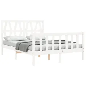 Berkfield Bed Frame with Headboard White 140x200 cm Solid Wood