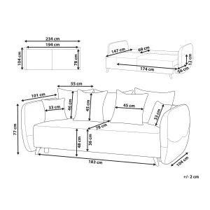 Sofa Bed VALLANES Light Brown Velvet