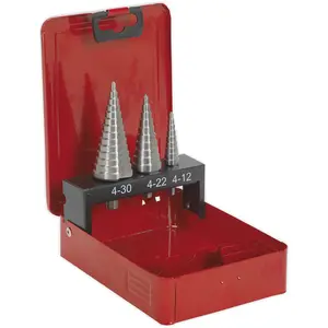 High-Speed HSS M2 Double Flute Step Drill Bit Set - 3 Sizes for Precision Drilling