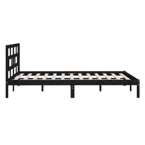 Berkfield Bed Frame Black Solid Wood Pine 140x190 cm