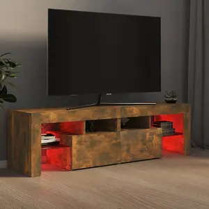 Berkfield TV Cabinet with LED Lights Smoked Oak 140x36.5x40 cm