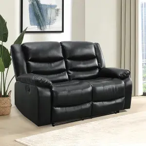 Sorreno 3+2 Bonded Leather Recliner Sofa Set In Black