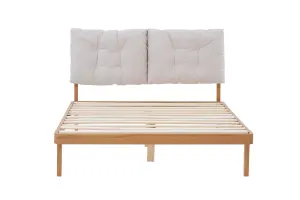 Oak Double Bed Frame White Birlea Pepe Fabric 4FT6 135cm