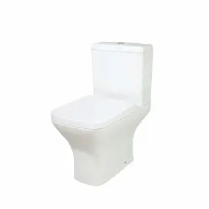 Nes Home White Modern Open Back Pan Toilet WC Including Cistern & Wrap Over Seat