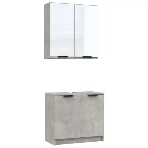 Berkfield 2 Piece Bathroom Cabinet Set Concrete Grey Engineered Wood