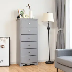 Costway Chest of Drawers Free Standing 6 Drawers Wooden Storage Cabinet W/ Metal Handles