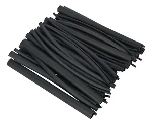 Sealey Heat Shrink Tubing Assortment 72pc Black Adhesive Lined 200mm HSTAL72B