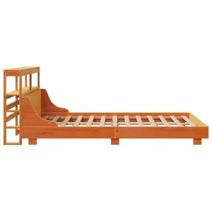 Berkfield Bed Frame without Mattress Wax Brown 135x190 cm Double Solid Wood Pine