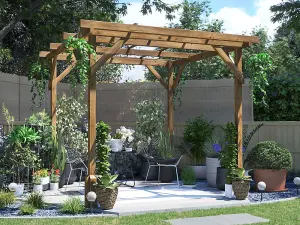 Dunster House Wooden Pergola Garden Plants Frame Utopia 2m x 2m (6' 6" x 6' 6")