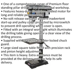 Heavy-Duty 12 Speed Floor Pillar Drill with 20mm Chuck and 1500W Motor