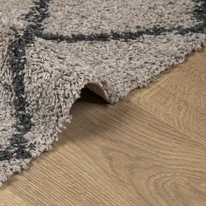 Shaggy Rug PAMPLONA High Pile Modern Beige and Anthracite 100x200 cm