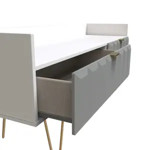 Cube Ready assembled Matt grey & white Media unit with 2 drawers, (H)128cm x (W)51.5cm x (D)39.5cm