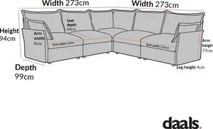 Byron Pillow Edge Beige Fabric Modular Sofa, 5-Seater Corner - Daals - Sofas