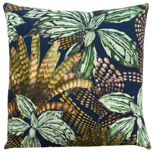 Wylder Mogori Abstract Leaves Digitally Printed Velvet Feather Filled Cushion