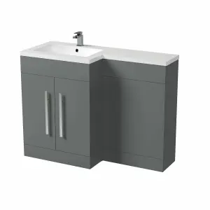 Nes Home Aric 1100mm Bathroom Basin Sink Vanity Grey Unit Cabinet Furniture Left Hand