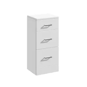 Floor Standing 3 Drawer Bathroom Unit - 350mm - Gloss White