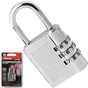 Dekton 3 Digit Combination Security Padlock Safe Luggage School Gym Locker Lock