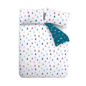 Catherine Lansfield Christmas Tree Soft Microfibre Reversible Single Duvet Cover Set with Pillowcase White